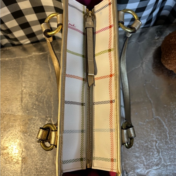 Coach White and Gold Plaid Tote - Picture 6 of 6
